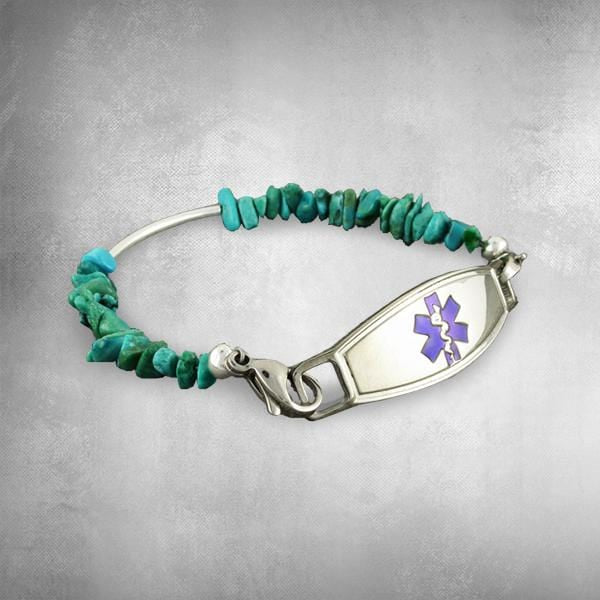Navajo Silver Beaded Medical Bracelet - n-styleid.com