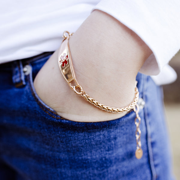 Rose Gold Adjustable Medical Bracelet