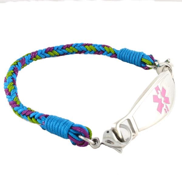 Aqua Braided Medical ID Bracelets - n-styleid.com