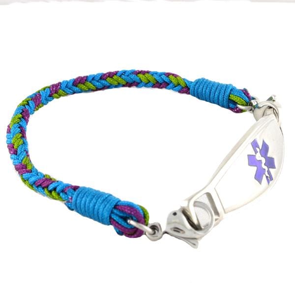 Aqua Braided Medical ID Bracelets - n-styleid.com