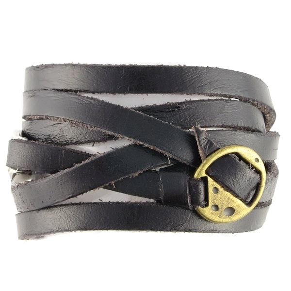 Black Wrap Leather Medical Bracelets - n-styleid.com