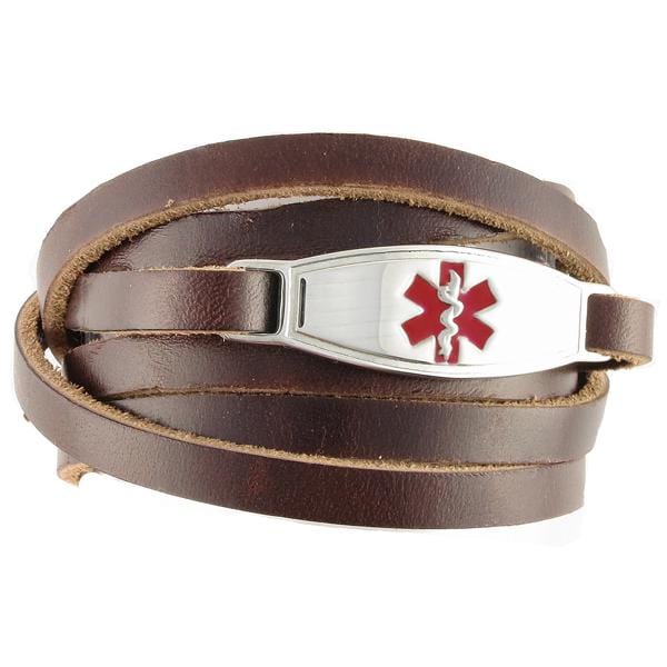 Brown Wrap Leather Medical Bracelet - n-styleid.com