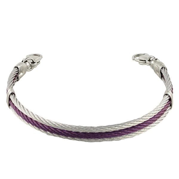 Stainless steel and purple replacement medical alert bracelet.