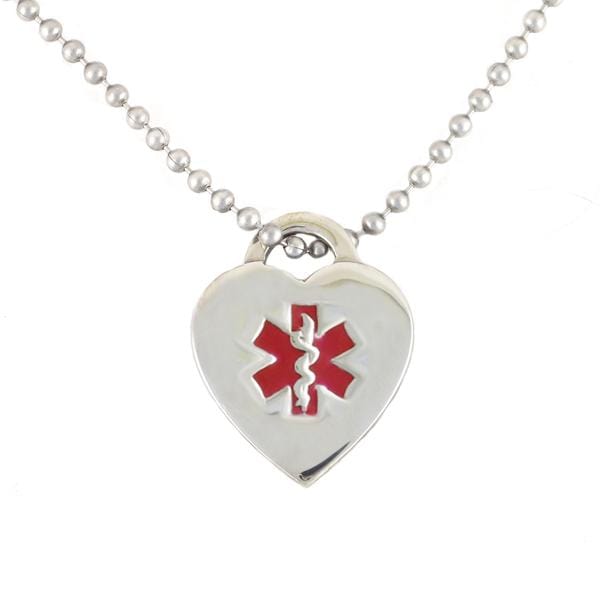 14K Gold Medical Alert Charm with Red Enamel | Heart Shaped Engraved ID | Charmed Medical Jewelry