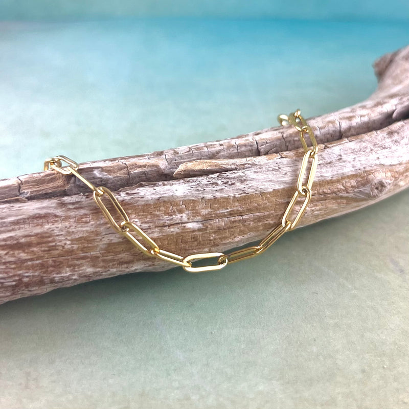 Womens Medical Alert Bracelet ~ Gold Paperclip