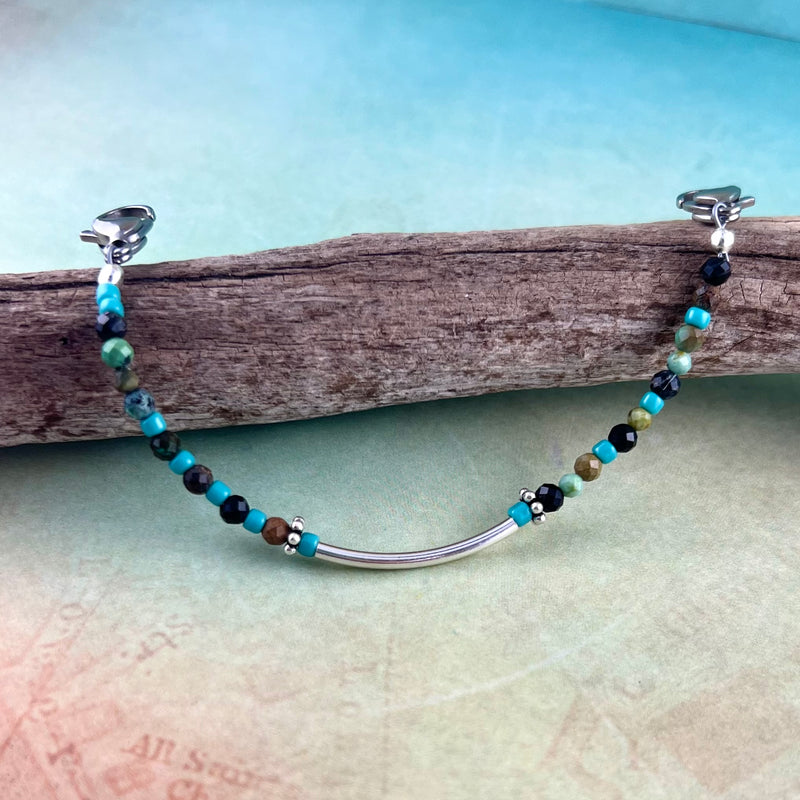 Navajo Silver Beaded Medical Bracelet