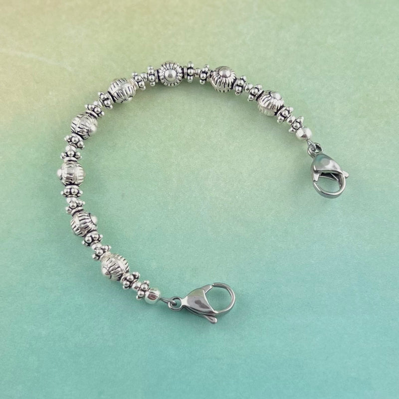 Bali Sterling Silver Beaded Medical Bracelet