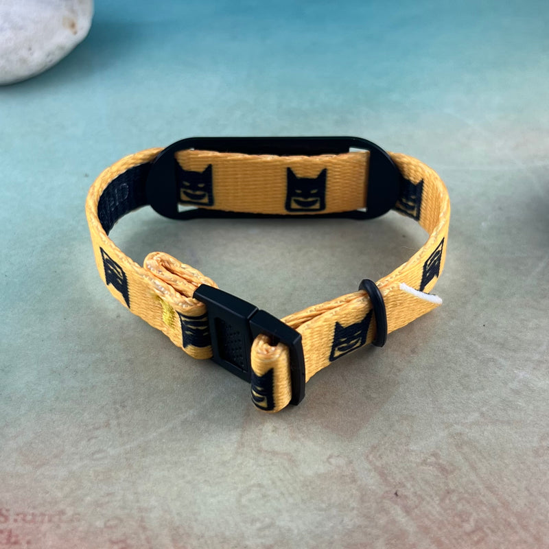 Backside image of a Batman print medical alert bracelet
