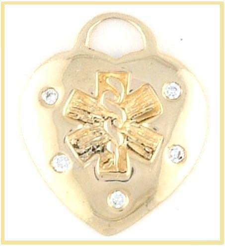 14K Diamond Studded Gold Medical Charm - n-styleid.com