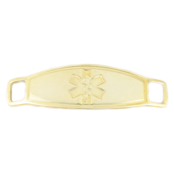 Stainless steel gold plated medical ID tag.