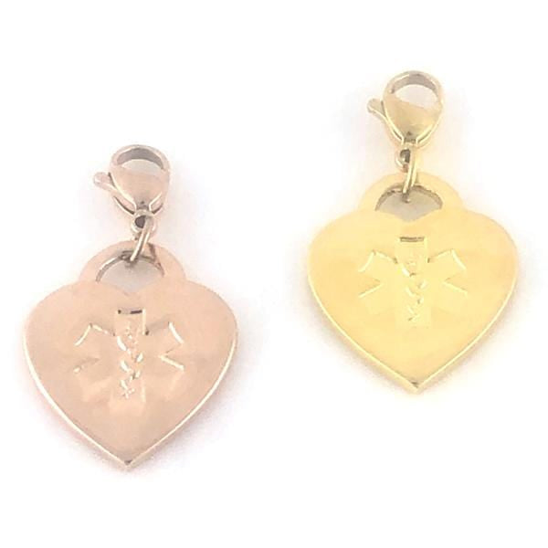 Gold Medical Alert Charms Rose or Yellow Gold - n-styleid.com