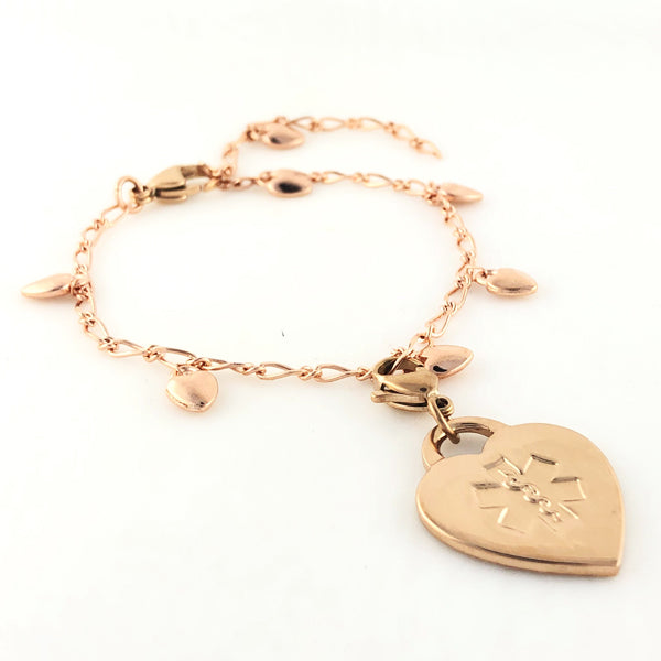 Valentine Rose Gold Medical Charm  Bracelet