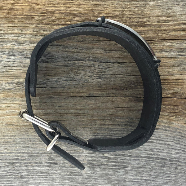 Maverick Black Leather Medical Bracelet