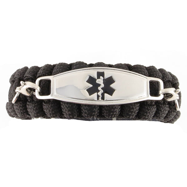 Emergency Paracord Bracelet with Whistle Black