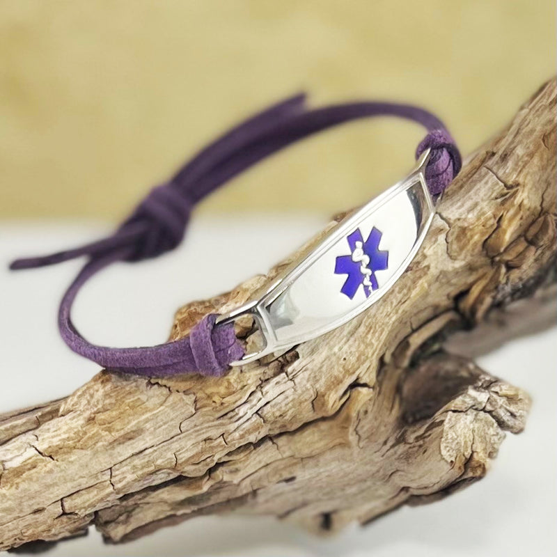 Suede Purple Medical Alert ID Bracelet