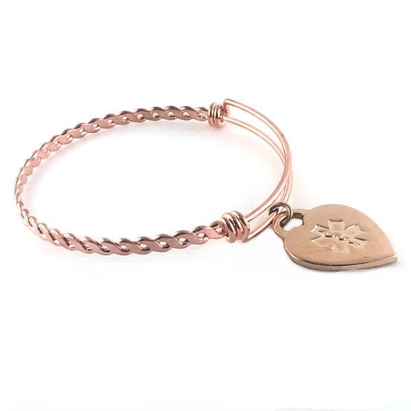 Braided Rose Gold Medical Charm Bracelet - n-styleid.com