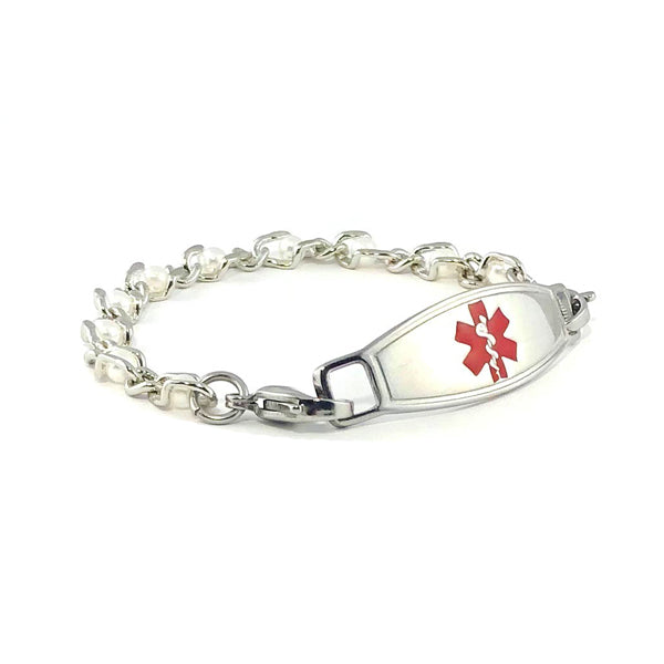 Silver Pearls Medical ID Bracelet