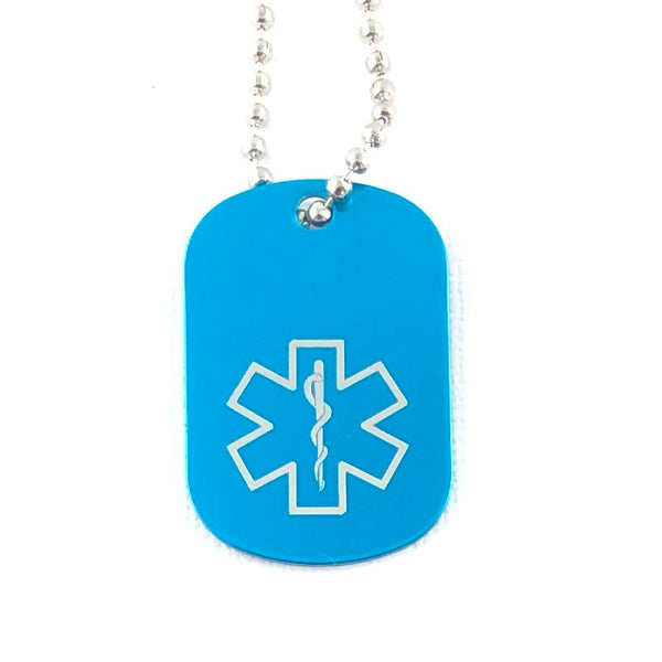 Turquoise Mini Medical Dog Tag