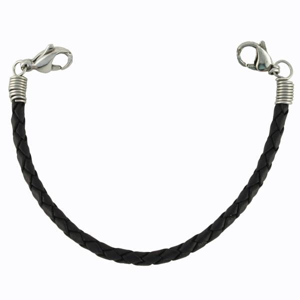 Black Braided Leather Interchangeable Medical Bracelet - n-styleid.com