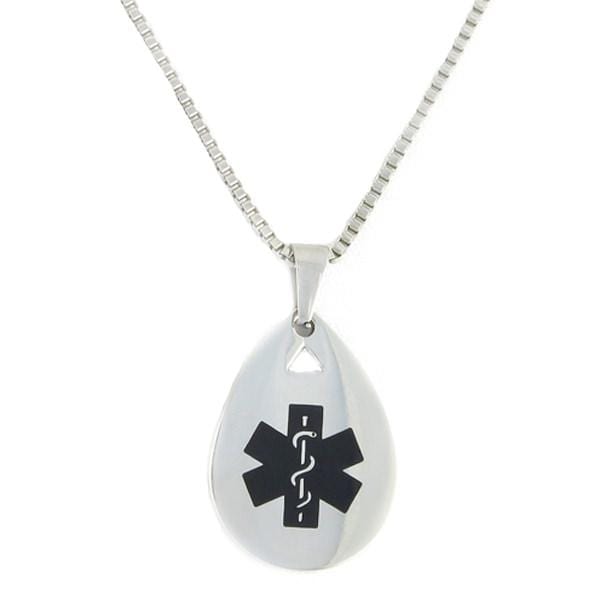 Black Teardrop Medical Necklace - n-styleid.com