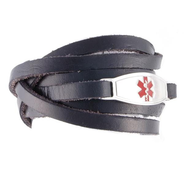 Black Wrap Leather Medical Bracelets - n-styleid.com