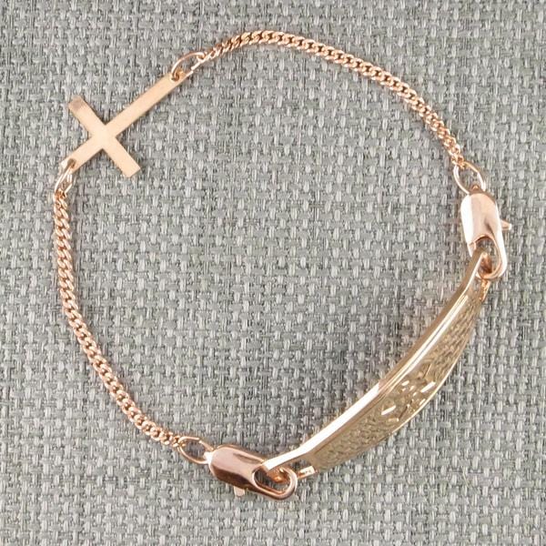 Cross Rose Gold Medical Bracelet - n-styleid.com