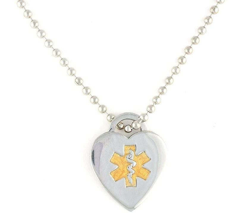Two Tone Heart Medical Necklace - n-styleid.com