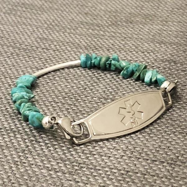 Navajo Silver Beaded Medical Bracelet - n-styleid.com