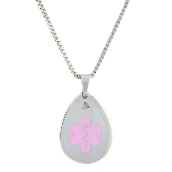 Pink Teardrop Medical Necklace - n-styleid.com