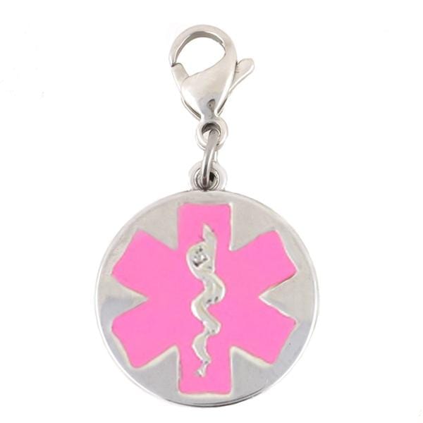 Pink Round Medical Charm W/Lobster Clasp - n-styleid.com