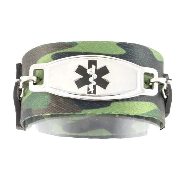 Camouflage medical alert bracelet with black medical ID tag - n-styleid.com